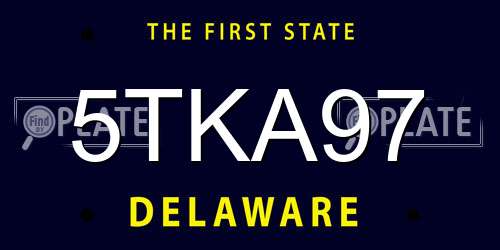 5TKA97 Delaware License Plate