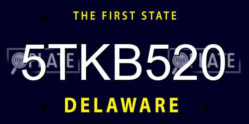 5TKB520 Delaware License Plate