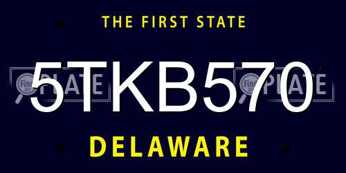 5TKB570 Delaware License Plate