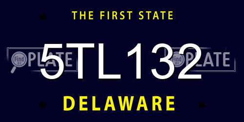 5TL132 Delaware License Plate