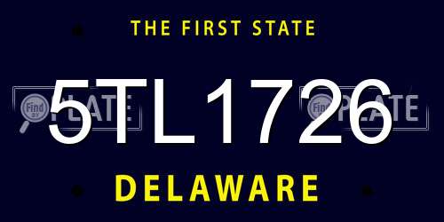 5TL1726 Delaware License Plate