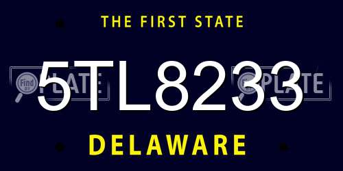 5TL8233 Delaware License Plate