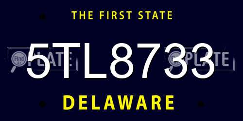 5TL8733 Delaware License Plate