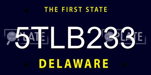 5TLB233 Delaware License Plate
