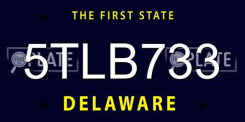 5TLB733 Delaware License Plate