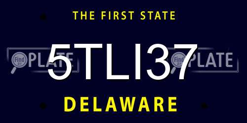 5TLI37 Delaware License Plate