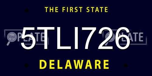 5TLI726 Delaware License Plate