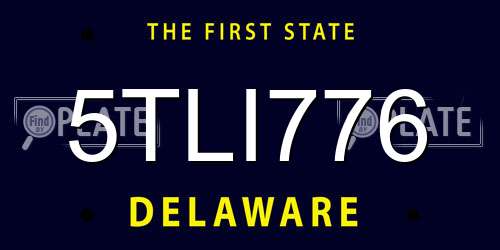 5TLI776 Delaware License Plate