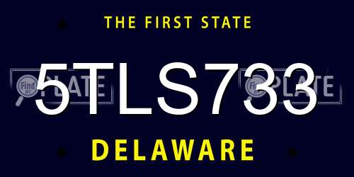 5TLS733 Delaware License Plate