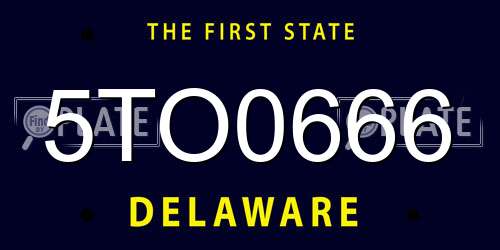 5TO0666 Delaware License Plate