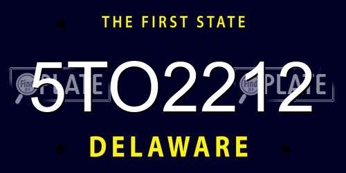 5TO2212 Delaware License Plate