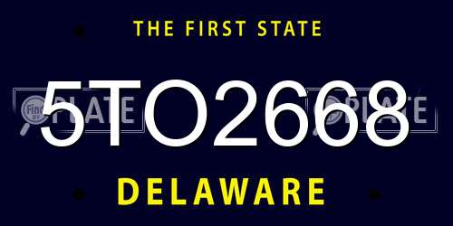 5TO2668 Delaware License Plate