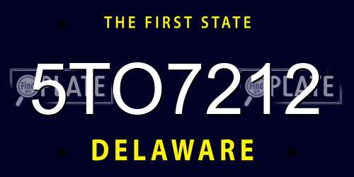 5TO7212 Delaware License Plate