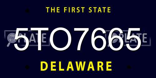 5TO7665 Delaware License Plate