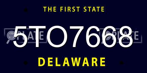 5TO7668 Delaware License Plate
