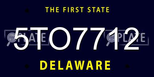 5TO7712 Delaware License Plate