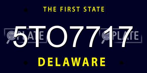 5TO7717 Delaware License Plate