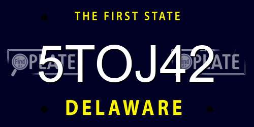 5TOJ42 Delaware License Plate
