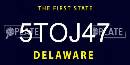 5TOJ47 Delaware License Plate