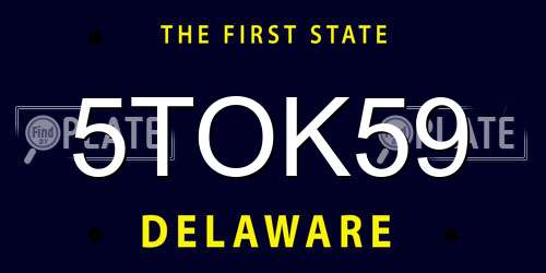 5TOK59 Delaware License Plate
