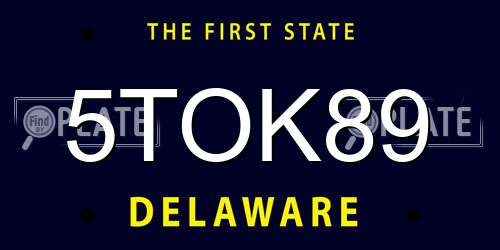 5TOK89 Delaware License Plate