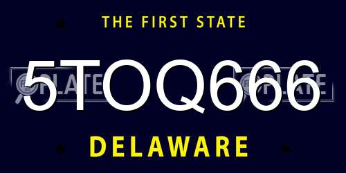 5TOQ666 Delaware License Plate