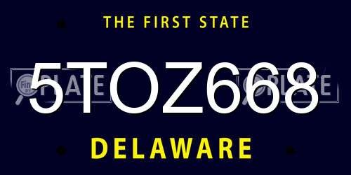 5TOZ668 Delaware License Plate