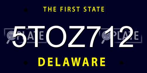 5TOZ712 Delaware License Plate