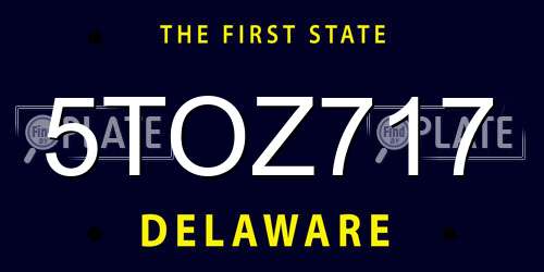 5TOZ717 Delaware License Plate