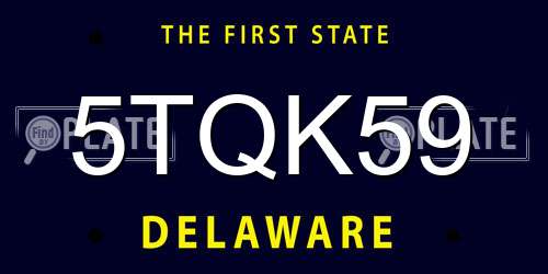 5TQK59 Delaware License Plate