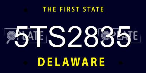 5TS2835 Delaware License Plate