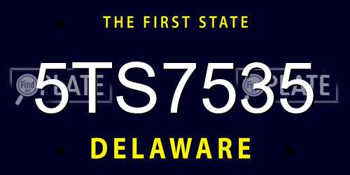 5TS7535 Delaware License Plate