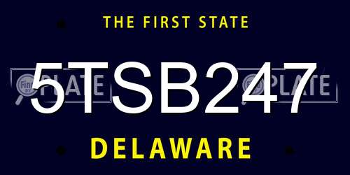 5TSB247 Delaware License Plate