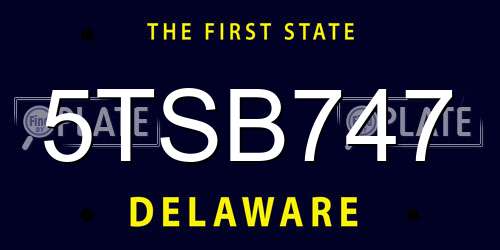 5TSB747 Delaware License Plate