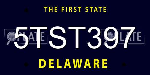 5TST397 Delaware License Plate