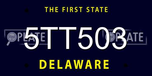 5TT503 Delaware License Plate