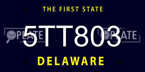 5TT803 Delaware License Plate