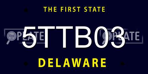 5TTB03 Delaware License Plate