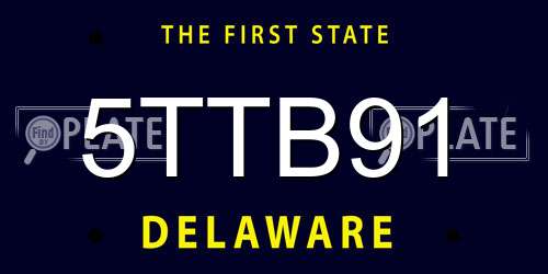 5TTB91 Delaware License Plate
