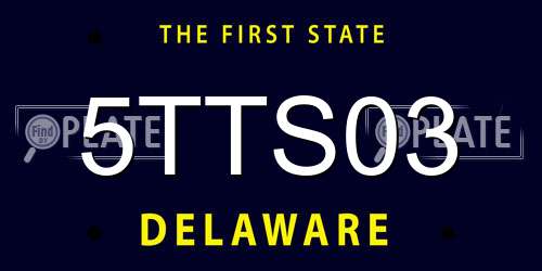 5TTS03 Delaware License Plate