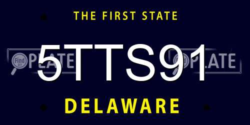 5TTS91 Delaware License Plate