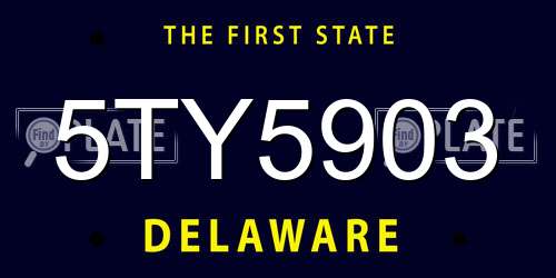 5TY5903 Delaware License Plate