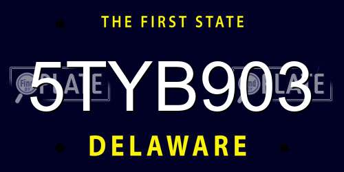 5TYB903 Delaware License Plate