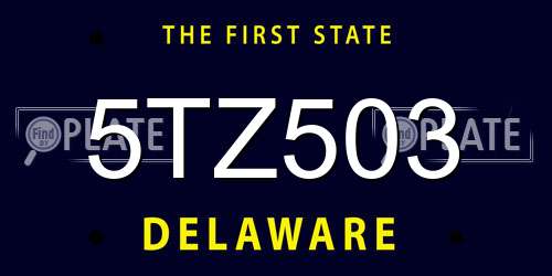 5TZ503 Delaware License Plate