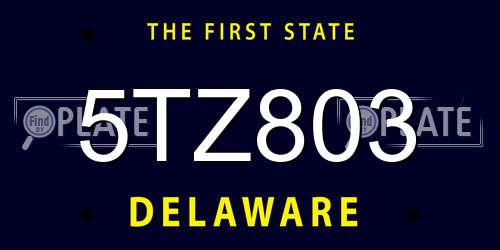 5TZ803 Delaware License Plate