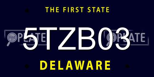 5TZB03 Delaware License Plate