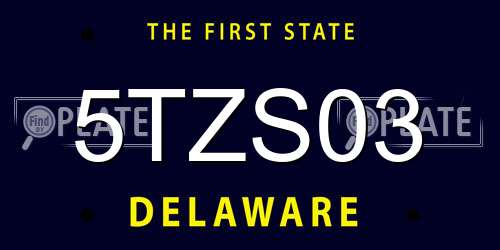 5TZS03 Delaware License Plate