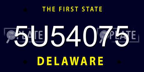 5U54075 Delaware License Plate