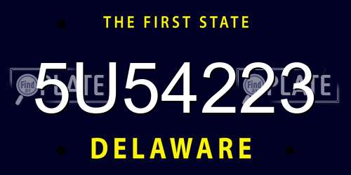 5U54223 Delaware License Plate