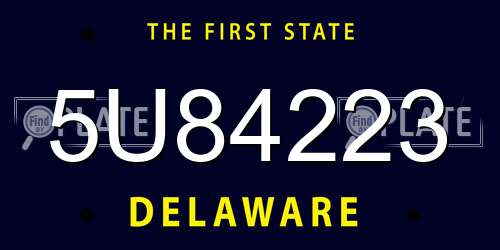 5U84223 Delaware License Plate
